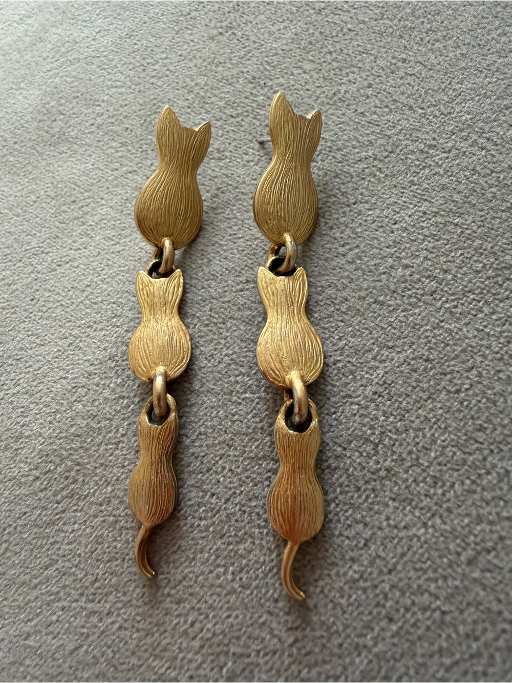 Gold-tone Cat Dangle Earrings - Picture 1 of 3